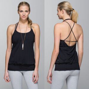 Lululemon Black Mesh Overlay Strappy Flow & Go Tank